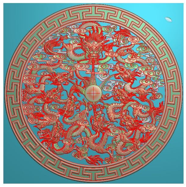 透雕九龙圆