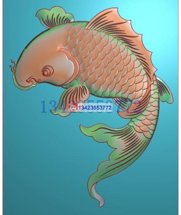 单个鲤鱼 胖头鱼 描线有余 精雕图jdp 浮雕图 雕刻图 含灰度图bmp
