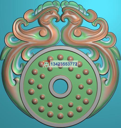 玉雕乳丁双凤呈祥