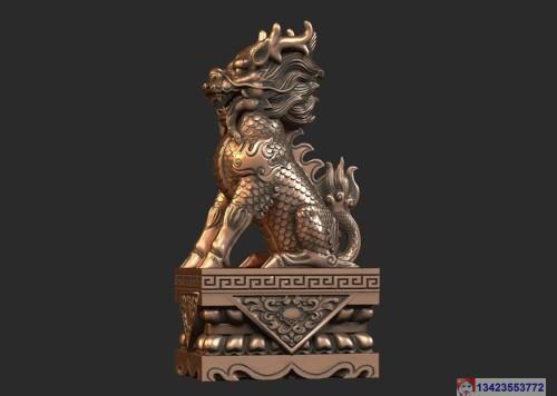 中式雕塑模型 神兽 麒麟 