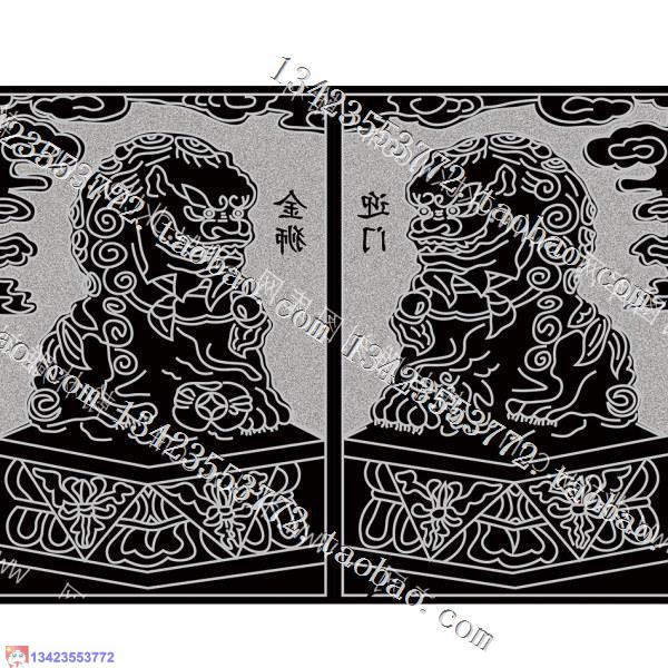 墓碑狮子金狮迎门线雕图