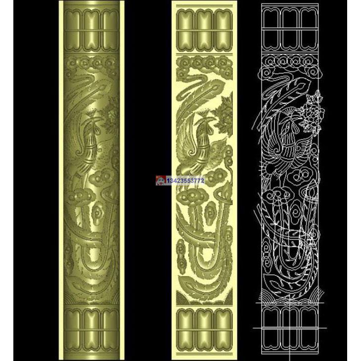 MBLZ-2389-凤柱墓碑柱子立柱雕刻图库大全精雕图基地