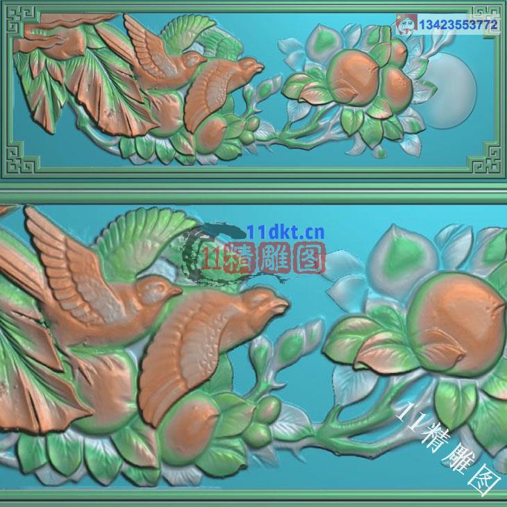 中式鸟花扫描精雕图 