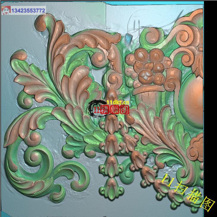 门头贴花门楣精雕图别墅洋花石雕图围墙花新款扫描图STL92