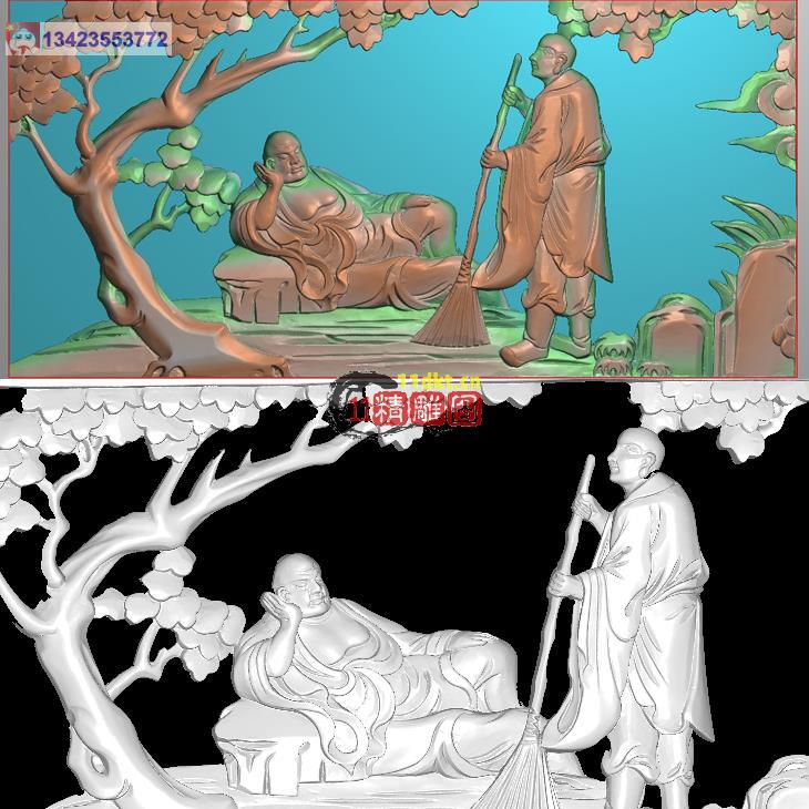 十八罗汉之睡梦罗汉福建砖雕扫描图
