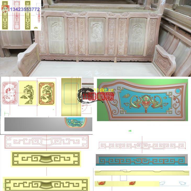 如意万字三人座如意吉祥沙发-雕刻素材基地