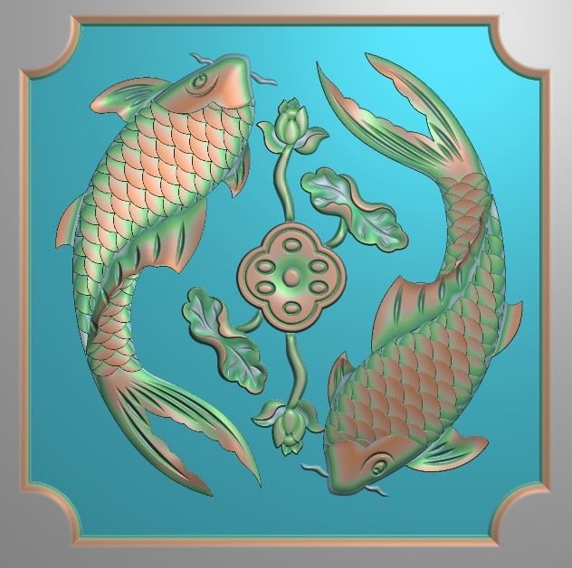 3026莲花荷花鲤鱼双鱼年年有余