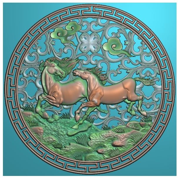 9透雕双马圆