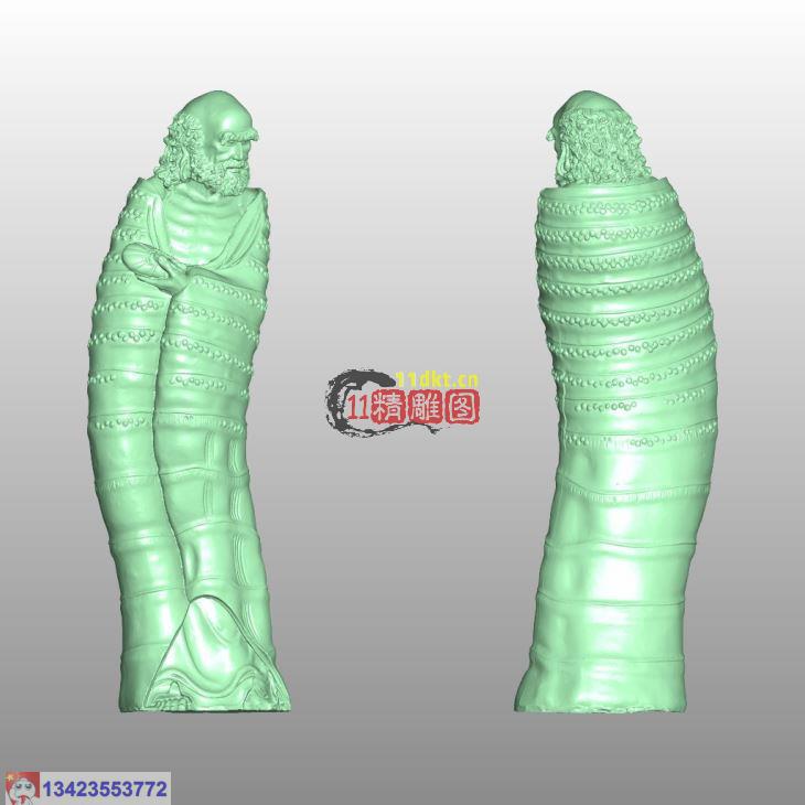 竹节大胡子佛AI三维3D设计图