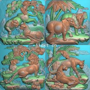 狮象豹虎动物方形