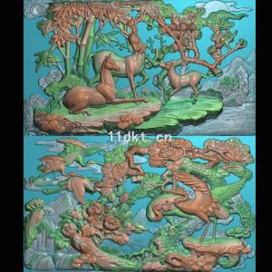 松鹤竹鹿梅花瀑布968-577